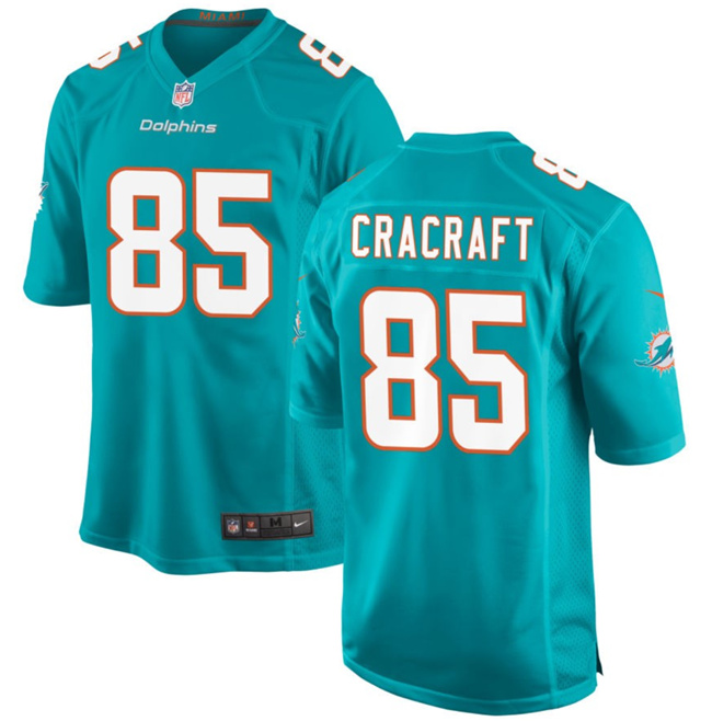 Men's Miami Dolphins #85 River Cracraft Aqua Football Stitched Game Jersey